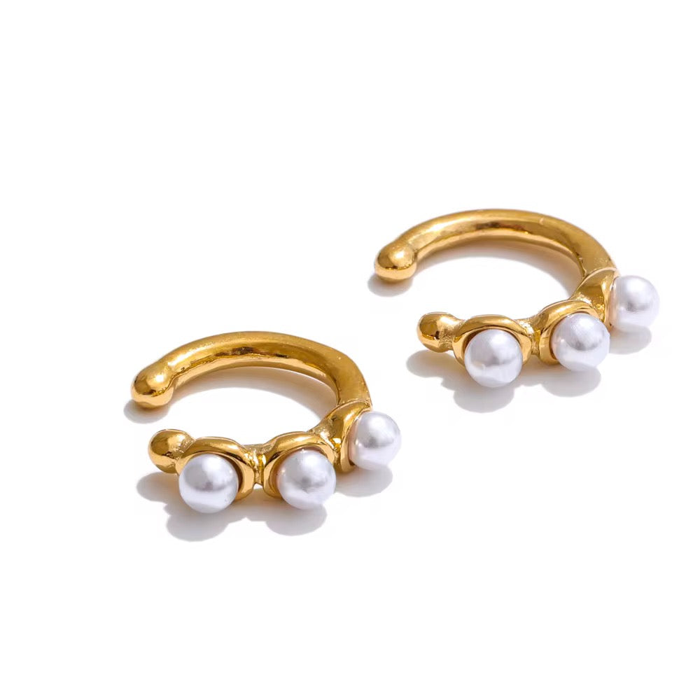 MINI EAR CUFF PEARL SILVER & GOLD