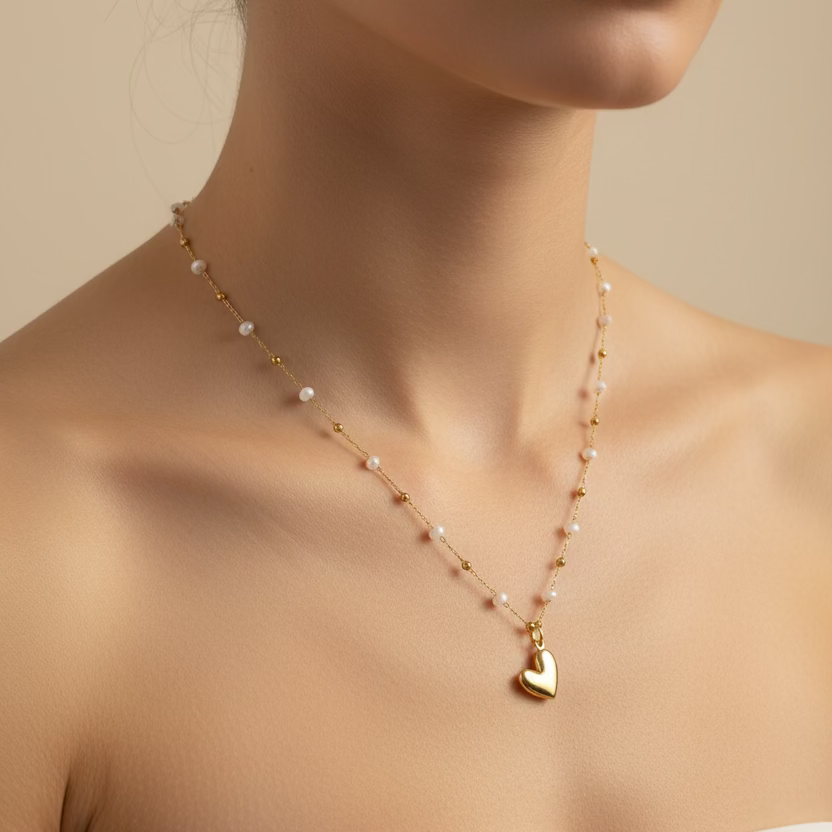 CORAZON CON PERLA NECKLACE